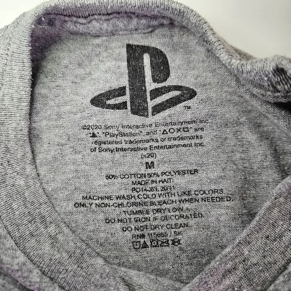 Sony PlayStation Boys Logo Console Grey Graphic Short Sleeve T-Shirt Top M